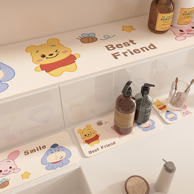 Bathroom Faucet Water-Absorbing Mat, Kitchen Diatomaceous Earth Countertop Draining Mat, Narrow Cartoon Washbasin Quick-Dry Splash-Proof Mat Bathroom Faucet Water-Absorbing Mat, Kitchen Diatomaceous Earth Countertop Draining Mat, Narrow Cartoon Washbasin Quick-Dry Splash-Proof Mat