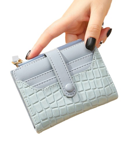  New Women's Korean Retro Crocodile Pattern Wallet Short Style Simple Temperament Multi-Card Slot Card Holder Coin Clip Bag