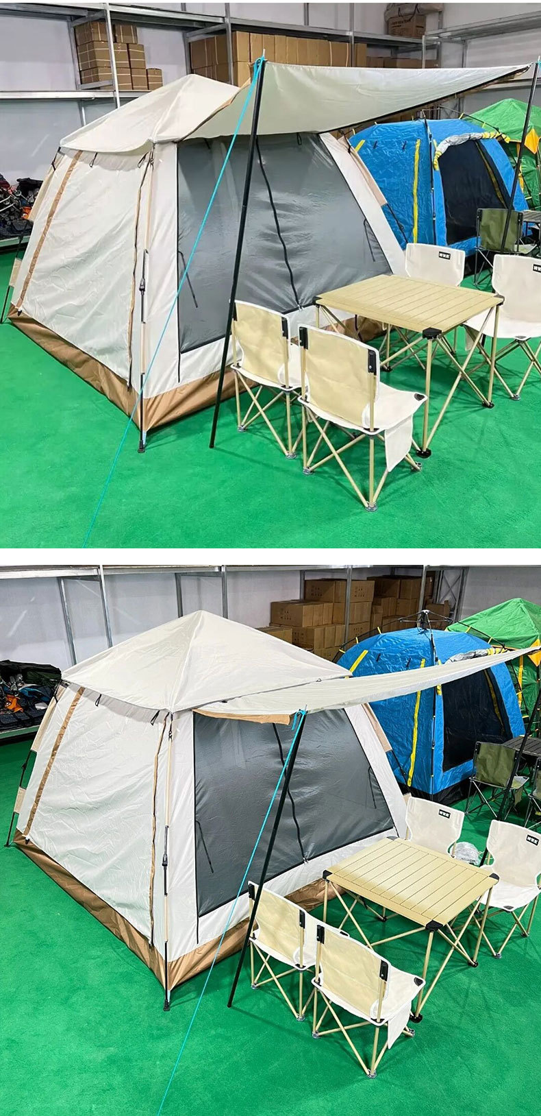 Outdoor Camping Tent Portable Quick-Open Tent for 3-4 People with Silver Coating Camping Tent Car-Mounted Folding Tent
