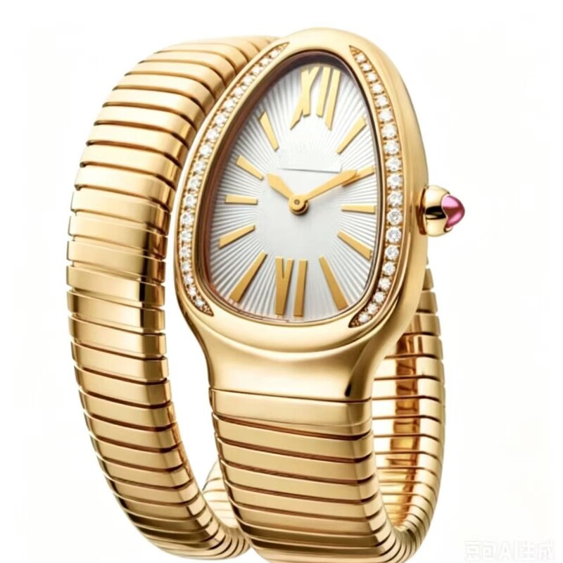 B-brand two-circle snake watch, luminous snake shadow wristwatch, fashionable quartz women's watch, classic snake-shaped watch face, halo series for women B-brand two-circle snake watch, luminous snake shadow wristwatch, fashionable quartz women's watch, classic snake-shaped watch face, halo series for women