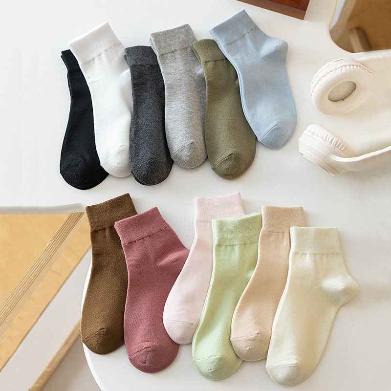 Socks Women's Summer Candy Color Women's Thin Cotton Socks Simple Medium Tube Girls White Socks Solid Color All-match Women's Socks