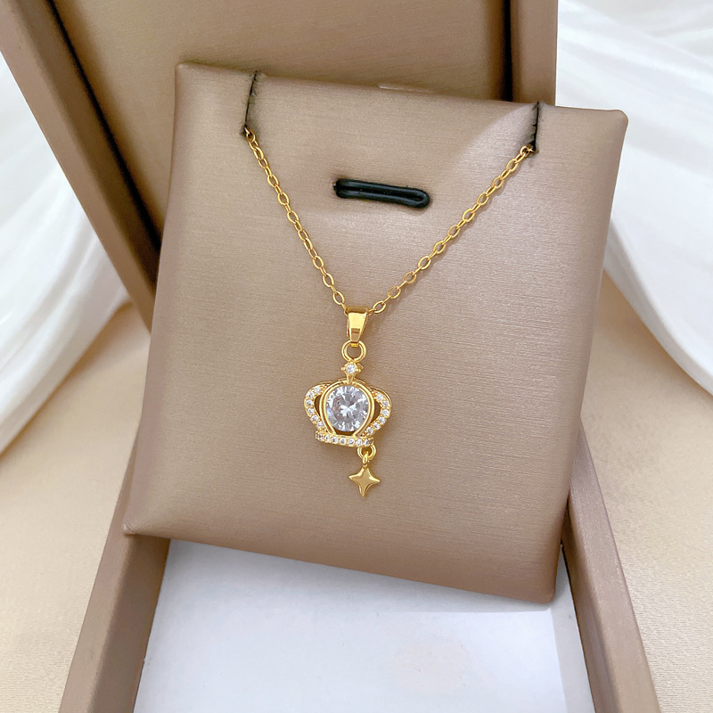 Gorgeous Diamond Crown Necklace For Women Versatile Collarbone_voghion.com