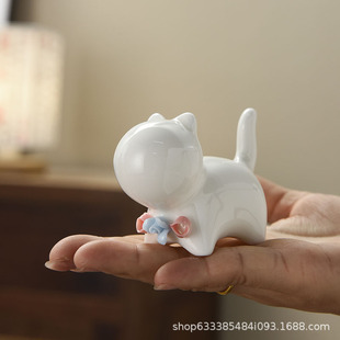 Creative Cat Ornaments, Ceramic Handmade Flowers, Cute Tea Pets, Simple Tea Players, Home Desktop Crafts and Accessories
