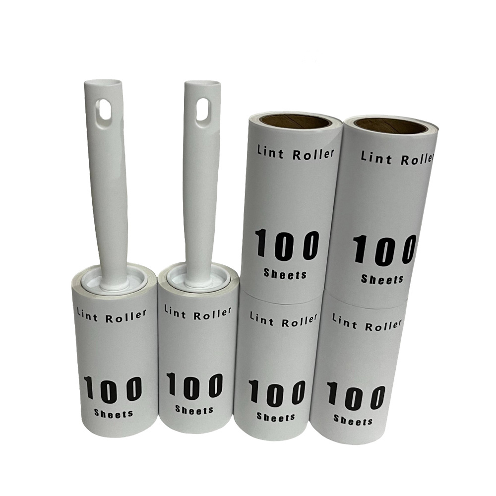 跨境热卖款宠物粘毛滚筒100撕粘毛器斜撕替换粘尘纸 衣物清洁除毛