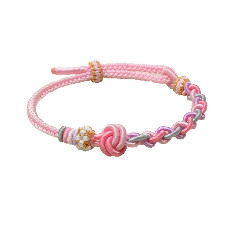 Woven accessory handmade with pigtail, golden red rope bracelet