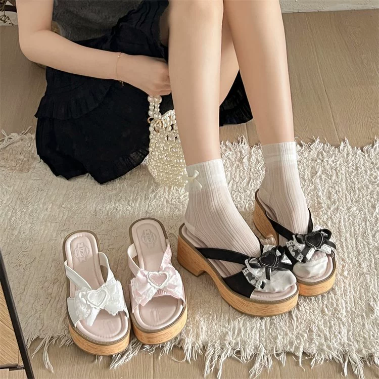 Женские летние сандалии на толстой подошве с бантом в стиле феи, 2025 года, новые, универсальные, повседневные шлепанцы