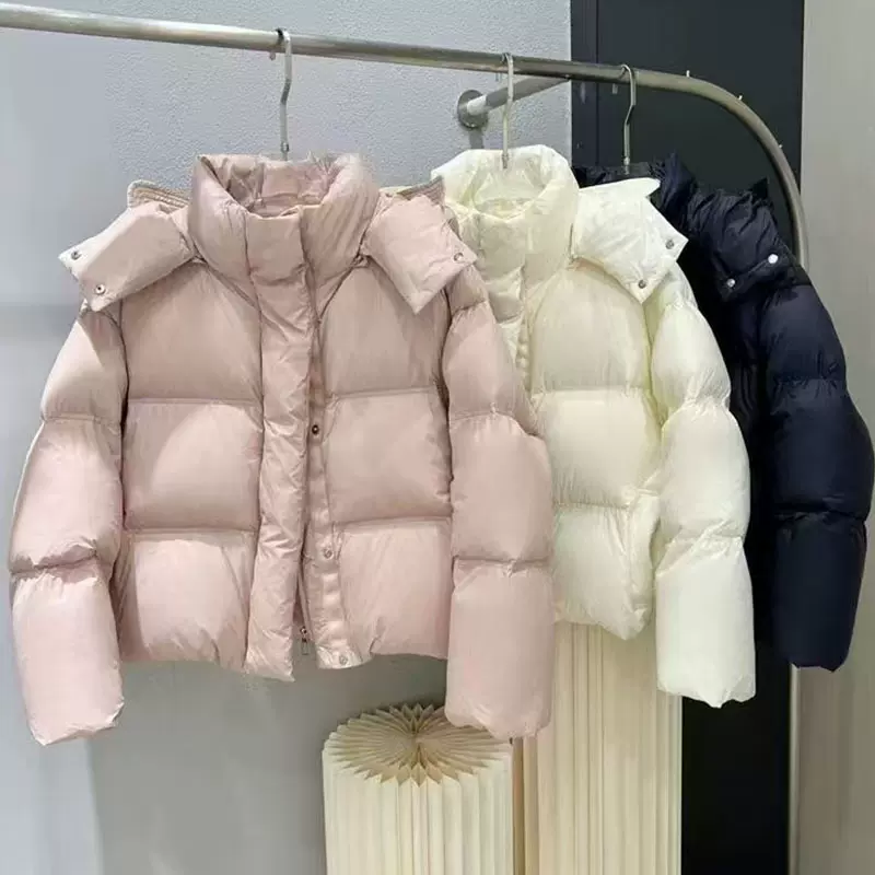 平湖羽绒服女款鹅绒粉色短款冬季面包服外套高端品牌折扣女装批发