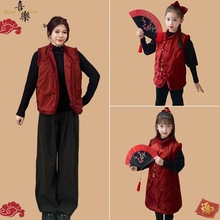 新中式中国风保暖棉服亲子装秋冬2025新款母女款拜年服背心裙马甲