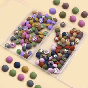 Cross-Border New 60-Piece Multi-Color Matte Semi-Circular Thumbtacks for School Bulletin Boards, Macaron Decorative Thumbtacks, Fixed Thumbtacks