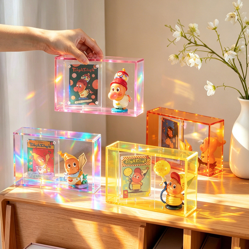 Double-Sided Transparent Acrylic Photo Frame Rotating Ornament DIY Blind Box Figurine Storage Magnetic Card Display Frame Double-Sided Transparent Acrylic Photo Frame Rotating Ornament DIY Blind Box Figurine Storage Magnetic Card Display Frame