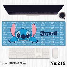 蓝色长耳朵史迪仔图案鼠标垫可爱卡通库洛米KT猫长款办公电脑桌垫