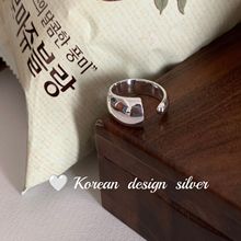 重工韩国ins风 925纯银指环 不对称宽版光面戒指开口叠戴女个性