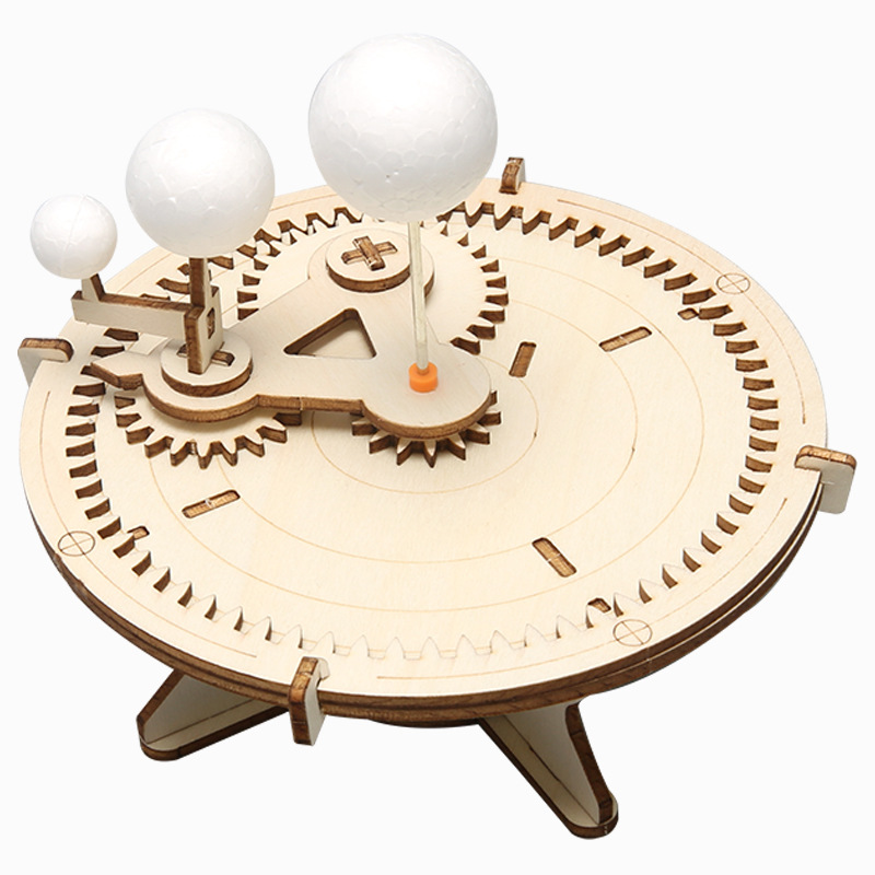 Instrumento de tres bolas de madera hecho a mano DIY planeta instrumento espacial Sol Tierra Luna Vinculación Tecnología pequeña producción experimento científico