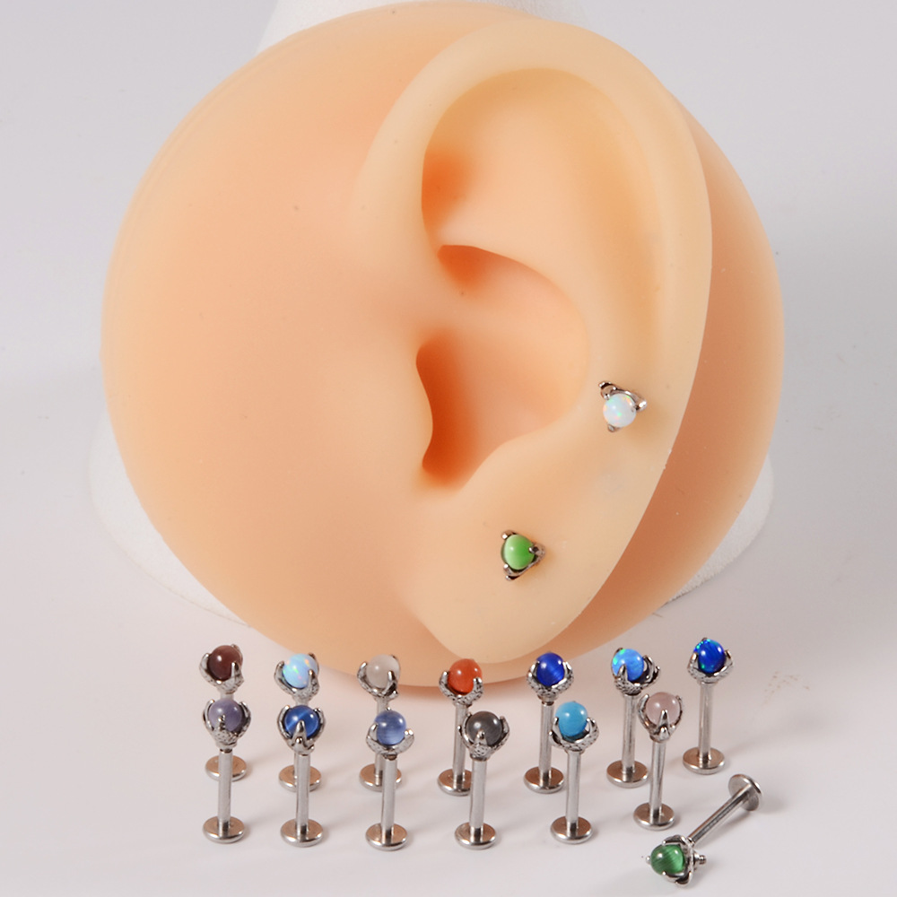 Simple Style Gradient Color Stainless Steel lip stud 1 Piece