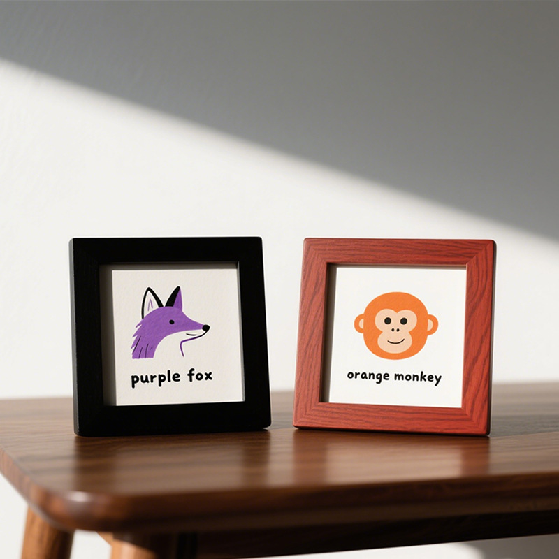 Minimalist Wholesale Picture Frame Display Stand 4-Inch 5inch 6inch Small Animal Simple Decoration High-End Photo Wooden Frame
