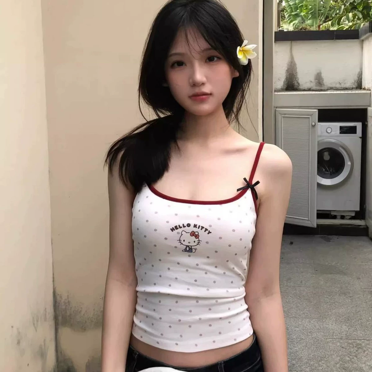 Hello Kitty, универсальный приталенный топ с чашечками и бантом