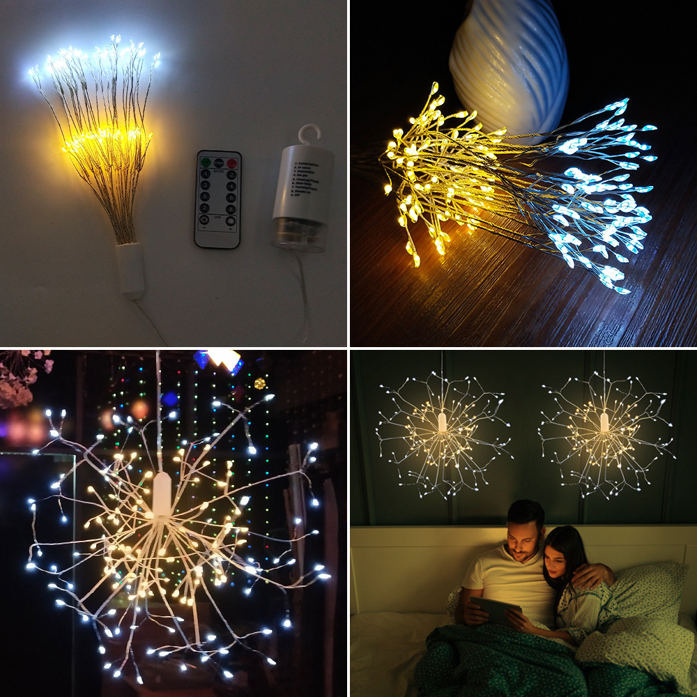 led满天星灯饰烟花灯电池盒8功能遥控蒲公英灯户外夜市彩灯装饰灯