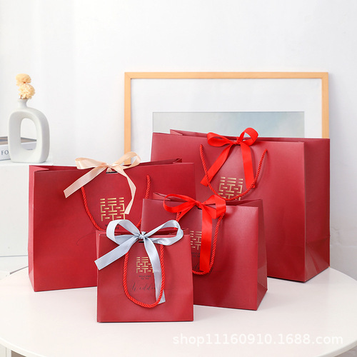 Gift bag, wedding candy bag, Chinese style paper bag, wedding candy box packaging, portable return gift bag