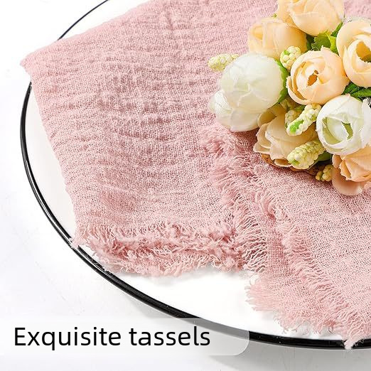 Amazon Washable Cotton Linen Tassel Fringe Napkin Tablecloth Japanese Style Pleated Tea Towel Background Cloth Dining Cloth Photography Props