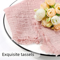 Amazon Washable Cotton Linen Tassel Fringe Napkin Tablecloth Japanese Style Pleated Tea Towel Background Cloth Dining Cloth Photography Props