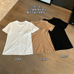 包y简约休闲V领纯色短袖三色针织短袖  051k310