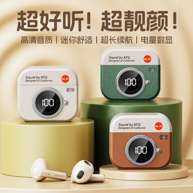 Seleccione estrictamente Q86 modelo privado retro diseño de cámara auriculares Bluetooth auriculares inalámbricos fuente de fábrica en stock al por mayor