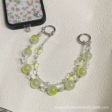 新款小清新变色珠手机链双链手工串珠手机壳小挂饰短款挂绳直播女