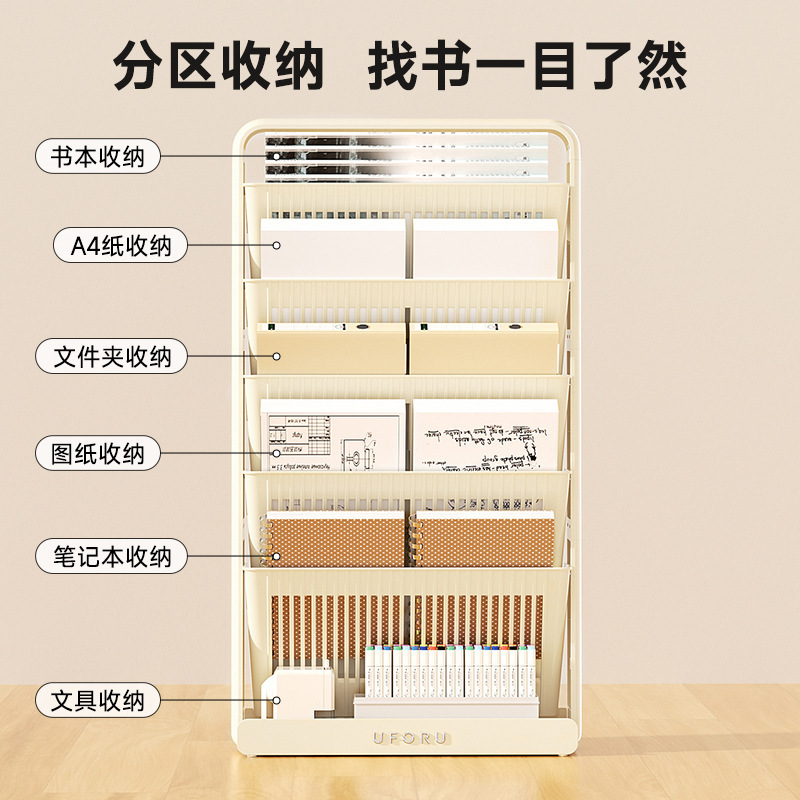 开学季落地书架学生书桌侧边书本收纳架教室多功能简易夹缝书立架|undefined