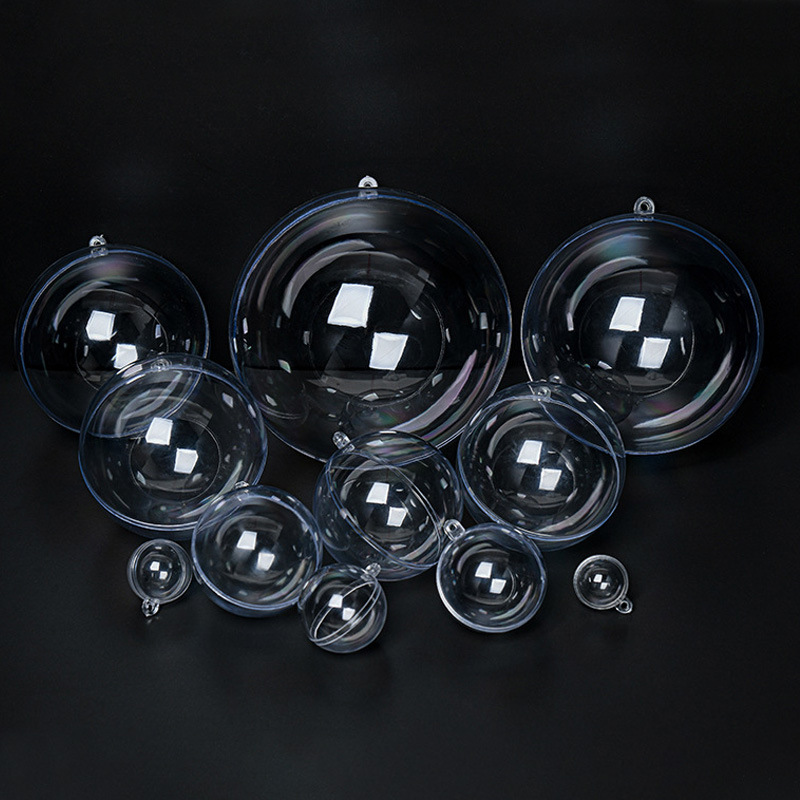 Bolas transparentes huecas acrílicas bolas de plástico Navidad decoración esfera redonda se puede abrir y cerrar cubierta de bola de la atmósfera de la cáscara de la bola de los suministros