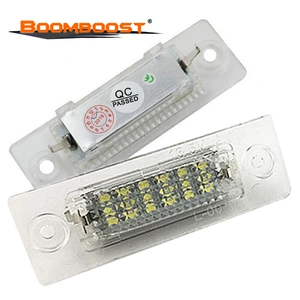 Suitable for Volkswagen Golf 5 Plus, Passat, and Skoda license plate lights, 18 LED white lights, transparent frame, 2 pieces