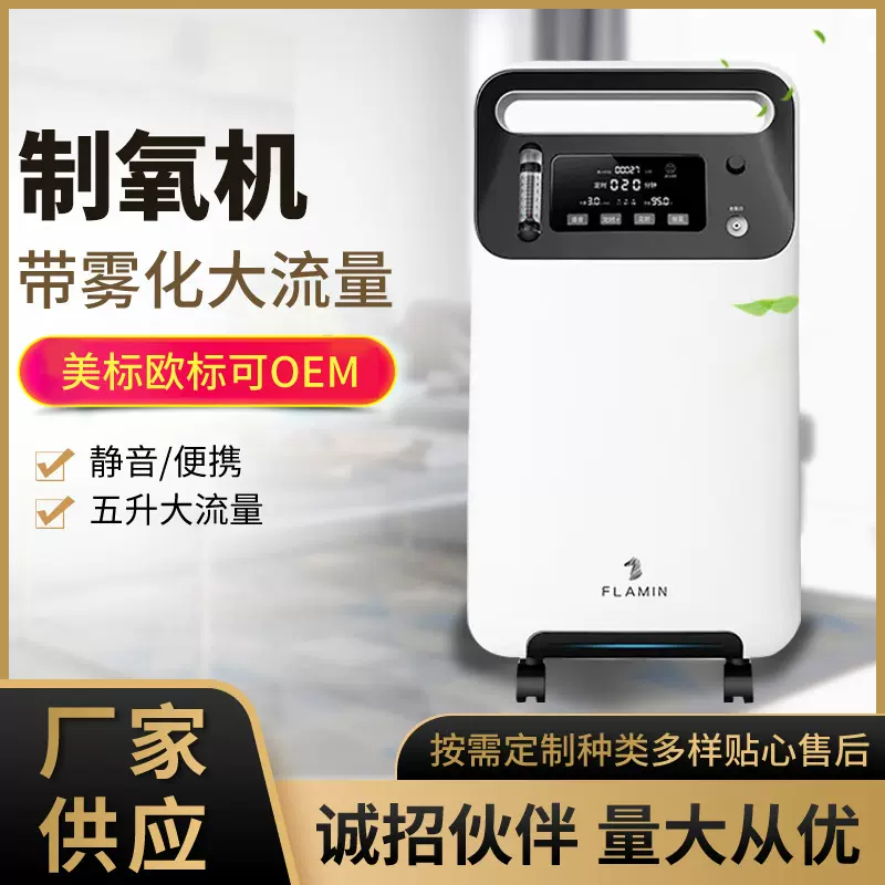 小型即热5L带雾化制氧机 低噪音商用氧气机 家用5LOxygen吸氧器