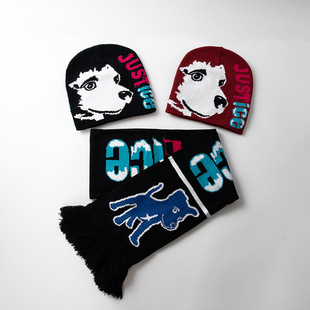 Factory Direct New Cartoon Jacquard Knitted Hat Autumn and Winter Fashion Wild Knitted Scarf Suit