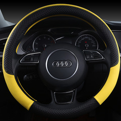 Car accessory stylish patchwork cartoon four seasons available steering wheel cover multi-color leather steering wheel cover