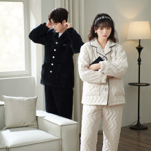 情侣睡衣女款冬季加厚三层夹棉冬天保暖可外穿男士家居服