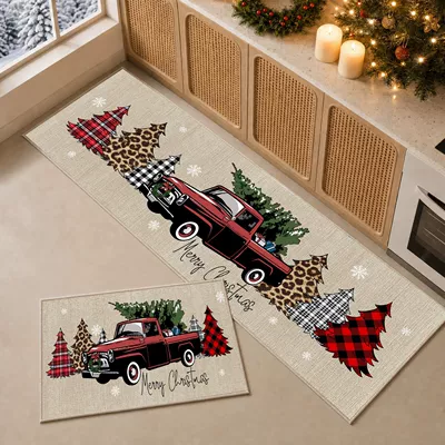 Avtomobil döşəmə paspasları | atmosphere decorative carpet, water-absorbent, non-slip - vintage-red-truck-4060cm
