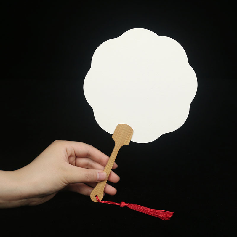 Blank round fan painting fan double-sided hand-painted calligraphy activity cardboard fan rice paper fan intangible cultural heritage lacquer fan diy