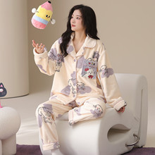 珊瑚绒睡衣女秋冬季加绒加厚2025新款可爱可外穿法兰绒家居服套装