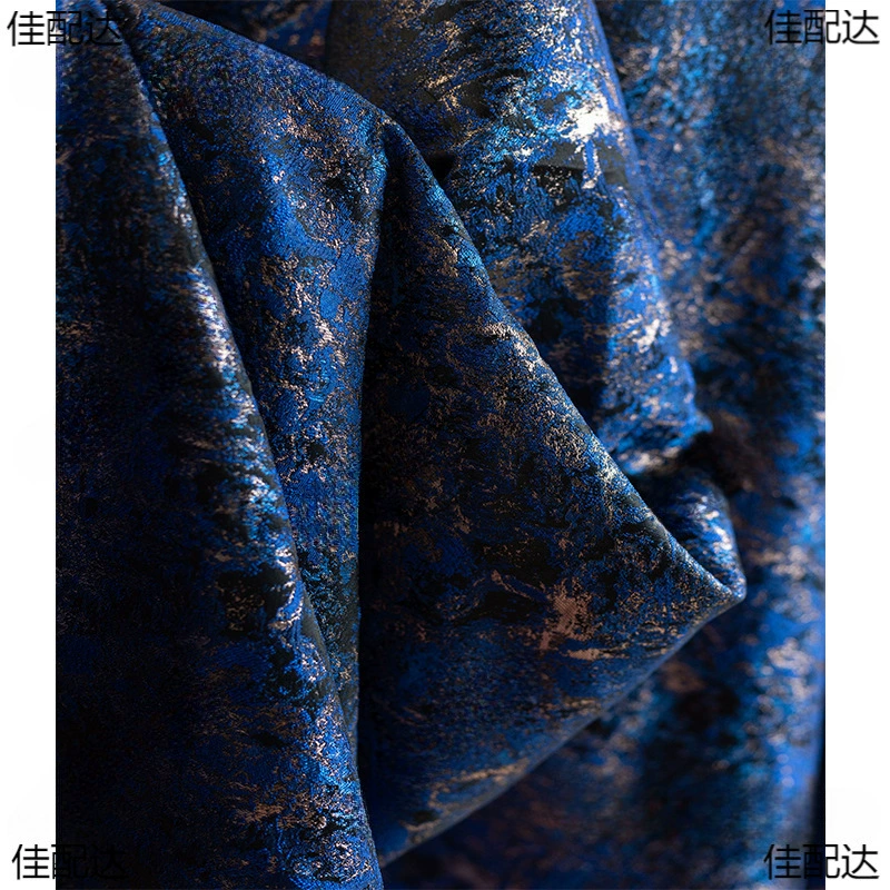 Ретро китайский стиль синий золотой градиент жаккардовой ткани