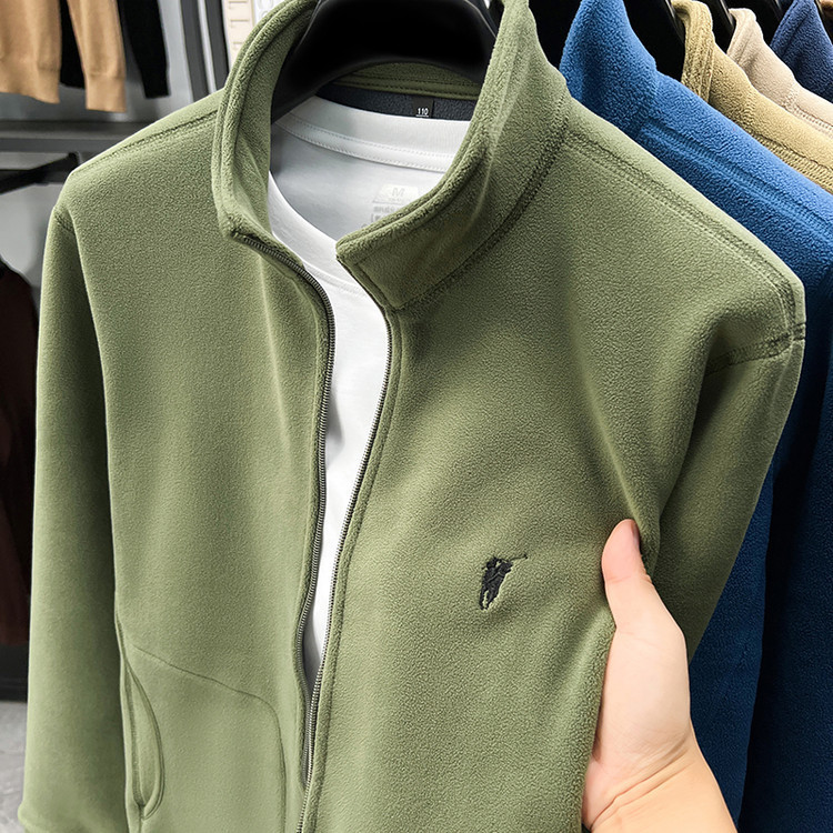 [Outlet Discount] Paul Embroidered Pony Logo Jacket Men's Fleece Polar Fleece Autumn and Winter Zipper Top Tops