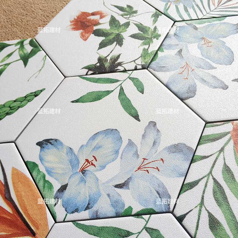 Scandinavian Green Plant Candy Glaze Hexagonal Tiles Gold Small Tiles Kitchen Bathroom Floor Tiles Restaurant Balcony Wall Tiles