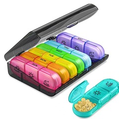 アマゾンの新熱売金は週7日21格の黒色薬箱分類箱携帯薬箱プラスチック分格