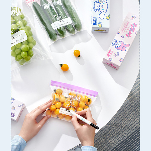 Sanrio double-chain sealed bag, cinnamon dog Kuromi Melody refrigerator food-grade storage bag, thickened fresh-keeping bag