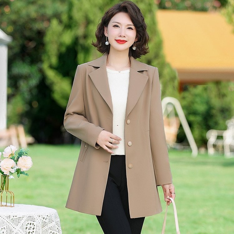秋天中长款妈妈风衣外套女2025春秋新款休闲大码宽松中老年上衣女|undefined