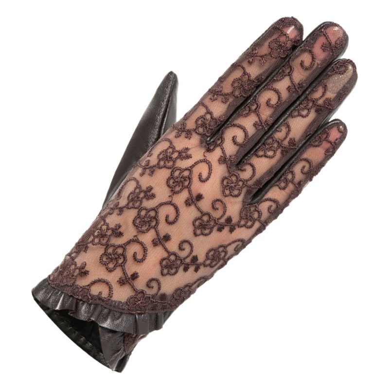 全指手袋女性真皮夏機関車日焼け止めレースの短い春と秋の薄い通気性タッチパネルで運転する