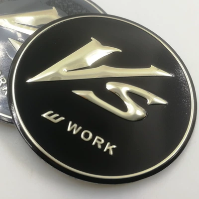 Stickers Aluminum Logo, Car logo - 45mm-vs-gold-black-4-pieces-1-pack