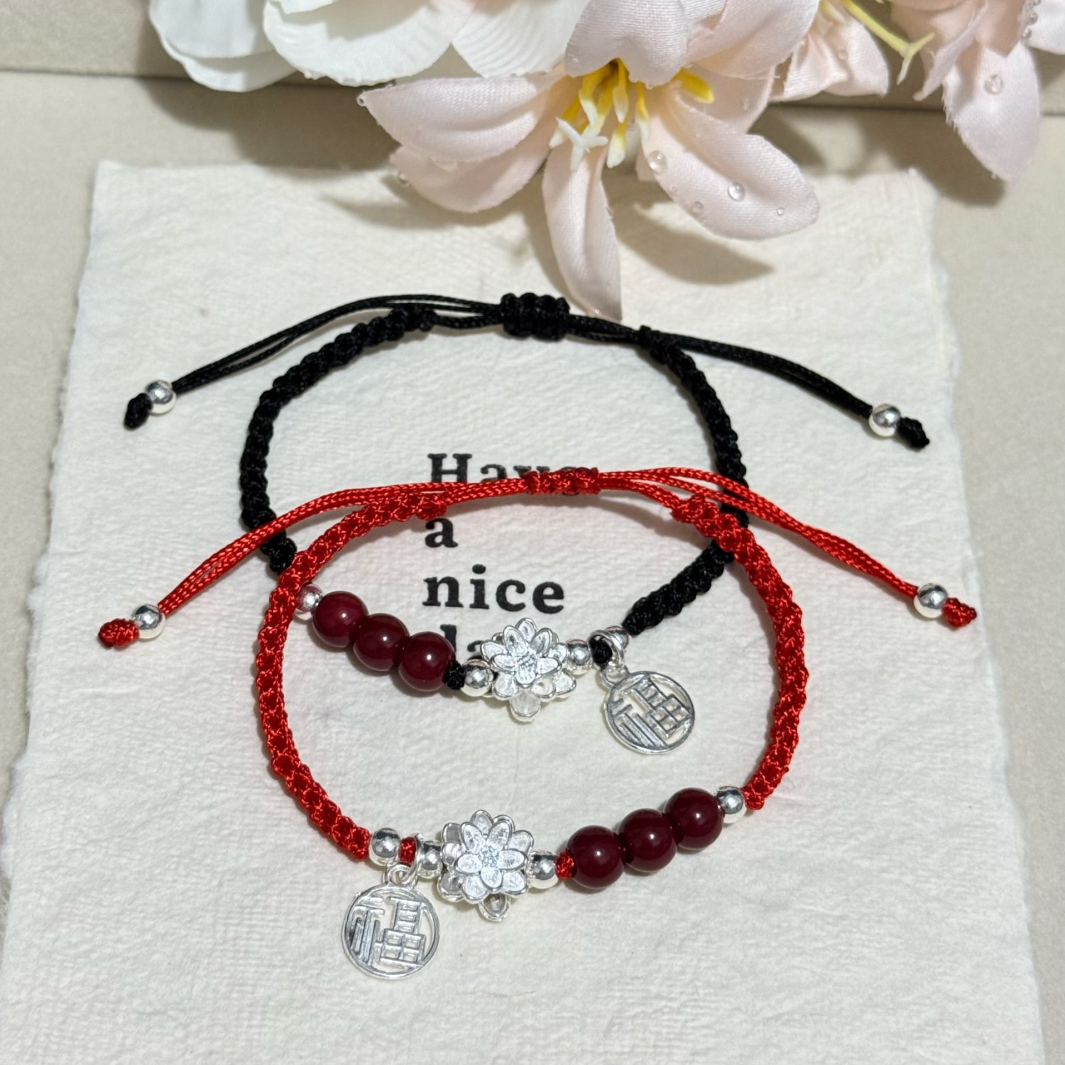 New Cinnabar Lotus Blessing Bracelet, Handmade High-Looking Couple Braided Bracelet, Bracelet for Girlfriend as a Gift