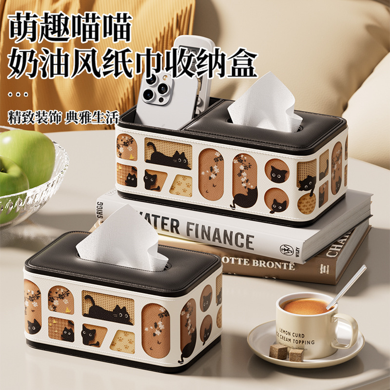 Cute Cat Tissue Box with a Light Luxury and High-End Feel for Home Use in the Living Room, Coffee Table, Bedroom, Desk, and Miscellaneous Storage Cute Cat Tissue Box with a Light Luxury and High-End Feel for Home Use in the Living Room, Coffee Table, Bedroom, Desk, and Miscellaneous Storage