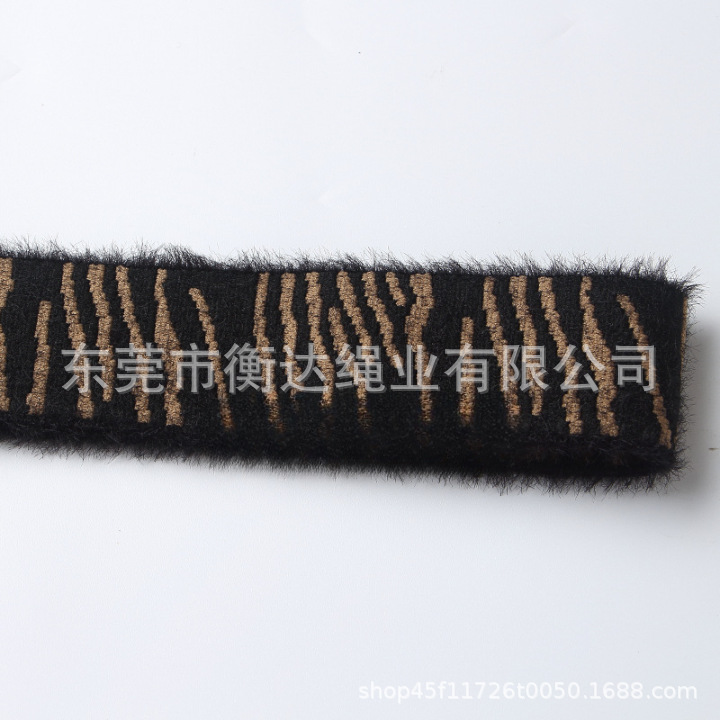 Fábrica de venta al por mayor 4cm cinta elástica de peluche imitación de visón elástica cinta elástica Jacquard letras