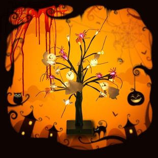 Cross-border Halloween Ghost Festival Pumpkin Spider Birch Light Bar Haunted House Ornaments Decorative Modeling Night Light