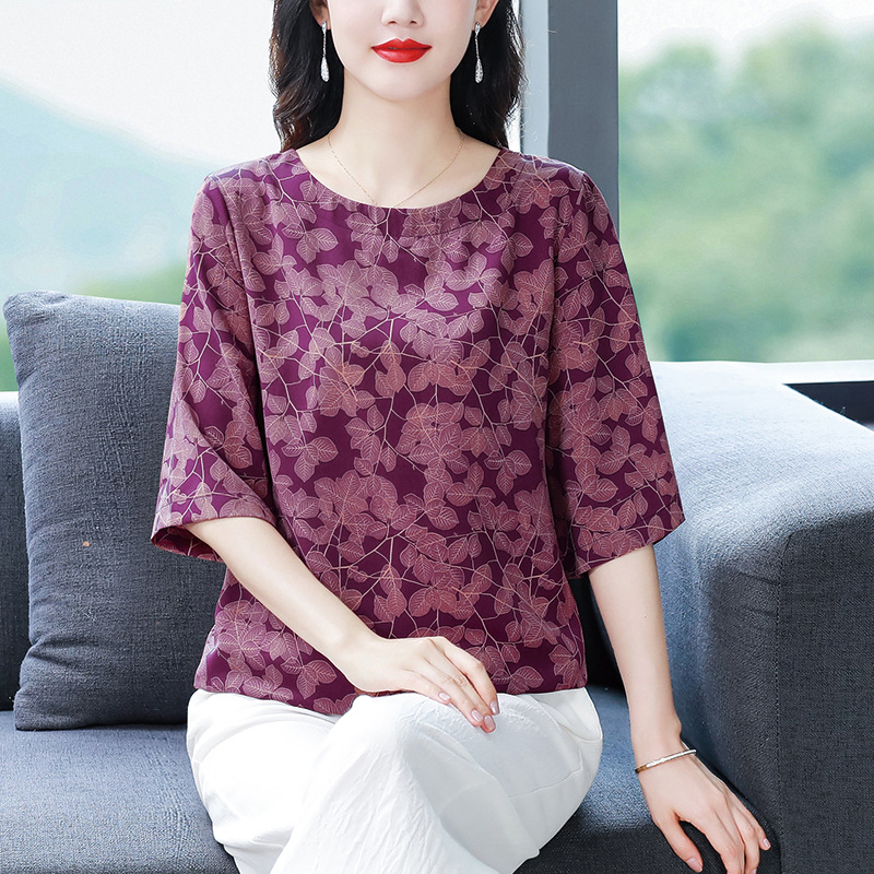 B6713 1620K ÁO THUN NỮ SHED)ST MÙA HÈ TRUNG NIÊN THỜI TRANG NỮ LỤA TƠ TẰM G05 SẢN PHẨM MỚI